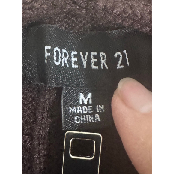 Women's FOREVER 21 Brown Cable Knit Zip-Up Hoodie sweater M - Picture 6 of 10